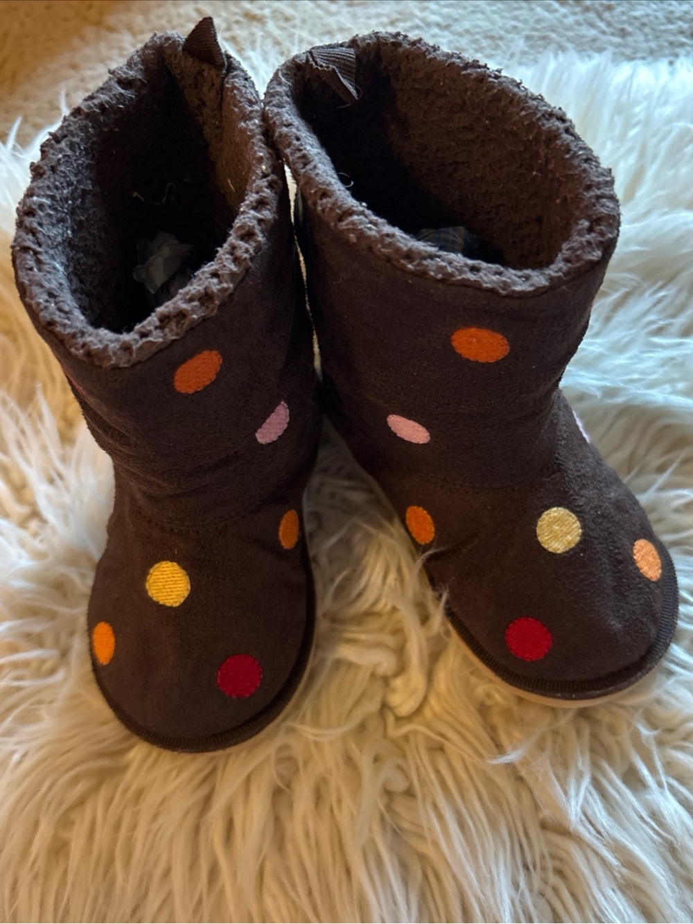 Gymboree Fall For Monkeys Sz 5 Toddler Brown Polka Dot Fall Boots 12-18 mths